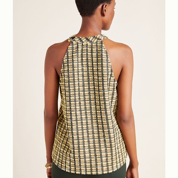 Anthropologie Yellow Black Erin Halter Top NWT - Picture 2 of 12